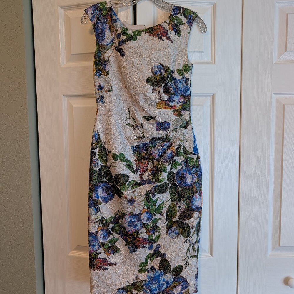 Adrianna Papell Floral Jacquard Sheath Dress, Botanical Print